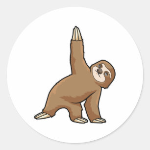Sloth at Yoga Stretching exercises Legs Classic Round Sticker
