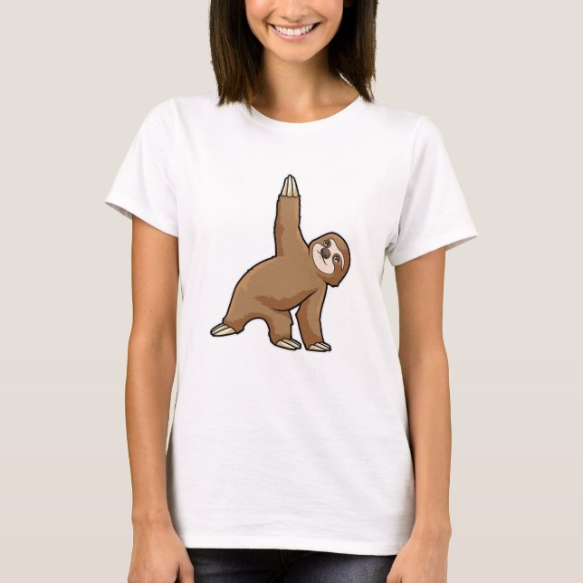 Sloth at Yoga Stretching exercises Legs T-Shirt (Front)