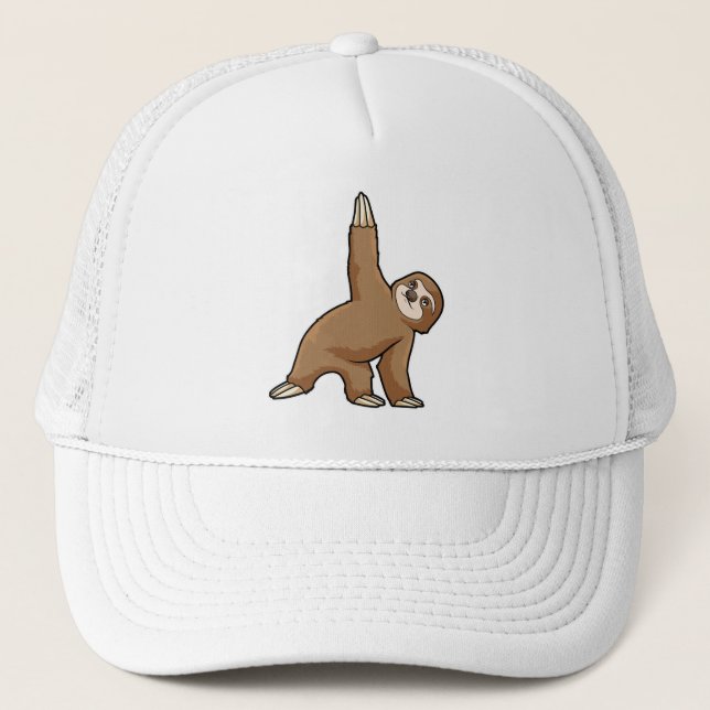 Sloth at Yoga Stretching exercises Legs Trucker Hat (Front)