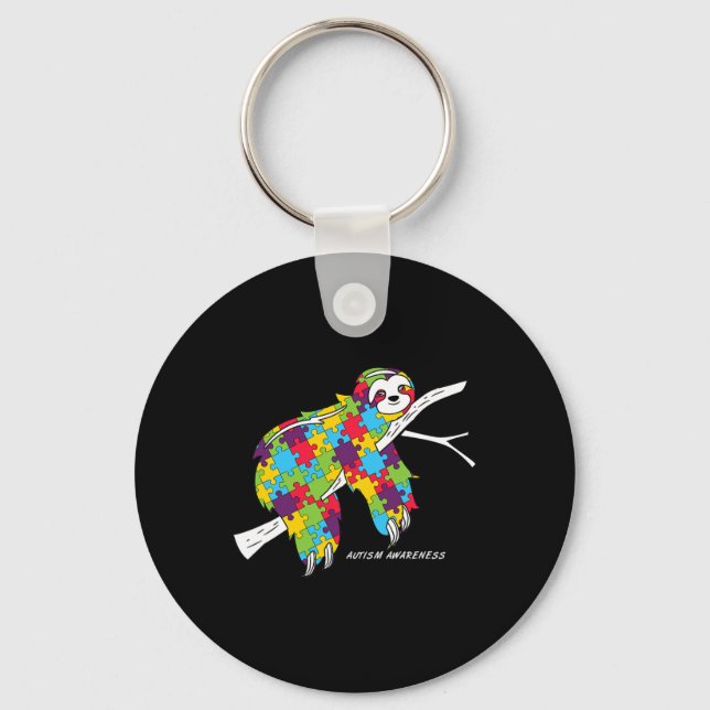 Sloth Autism Awareness  Key Ring (Front)