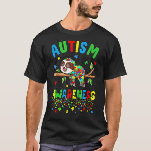 Sloth Autism Awareness Puzzle Piece Autistic Kids T-Shirt