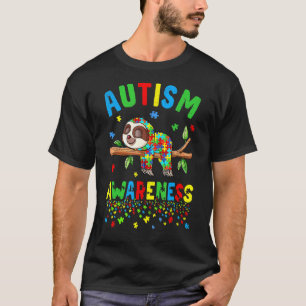Sloth Autism Awareness Puzzle Piece Autistic Kids T-Shirt