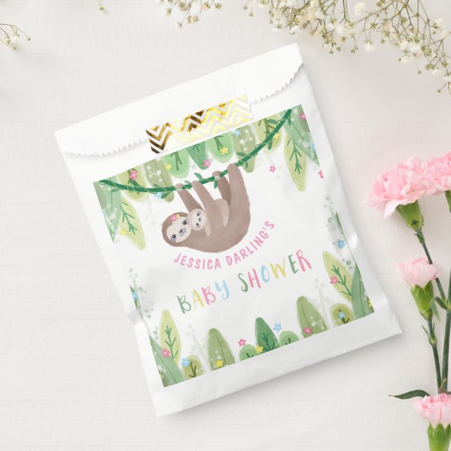 Sloth Baby Girl Shower Jungle Theme Favour Bag (Sealed)