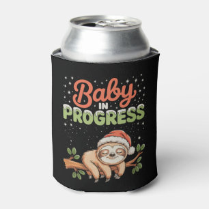 Sloth Baby In Progress Pregnant Pregnancy Xmas Can Cooler