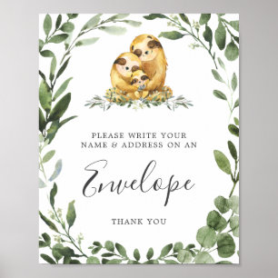 Sloth Baby Shower Address Envelope Sign