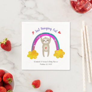 Sloth Baby Shower Boho Rainbow Cute Simple Modern  Napkin