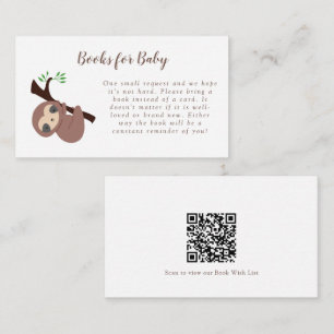 Sloth Baby Shower Book Request Card QR Code