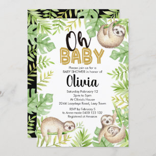 Sloth Baby Shower Invitation Baby Sloth