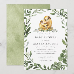 Sloth Baby Shower Invitation   Cute Woodland Theme