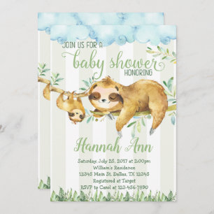 Sloth Baby Shower Invitation Invite