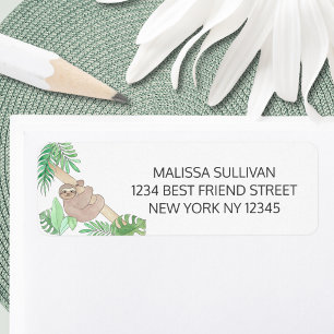 Sloth Baby Shower Return Address Label