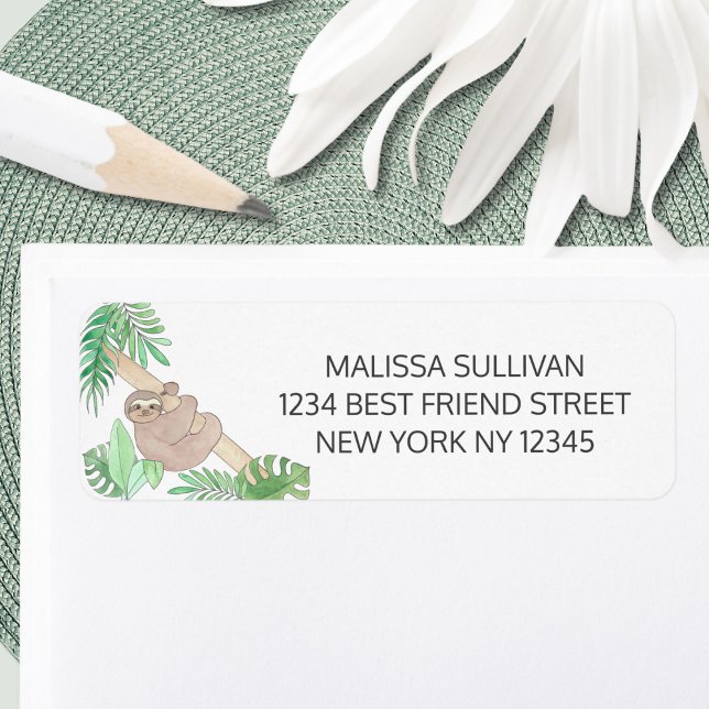 Sloth Baby Shower Return Address Return Address Label (Creator Uploaded)
