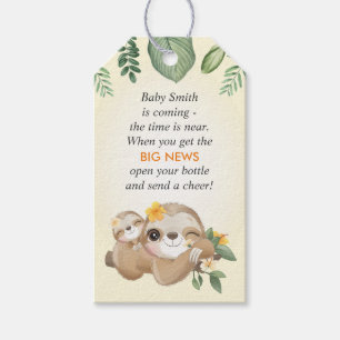 Sloth Baby Shower Wild Sprinkle Mini Bottle Favour Gift Tags
