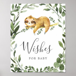 Sloth Baby Shower Wishes For Baby Sign