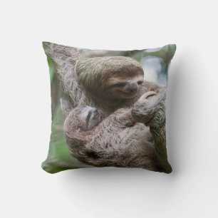 Sloth Baby with Mother Hanging from a Tree Cushion