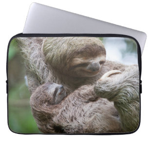 Sloth Baby with Mother Hanging from a Tree Laptop Sleeve