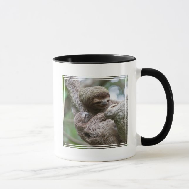 Sloth Baby with Mother Hanging from a Tree Mug (Right)