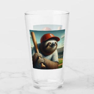 Sloth Baseball Player Glass