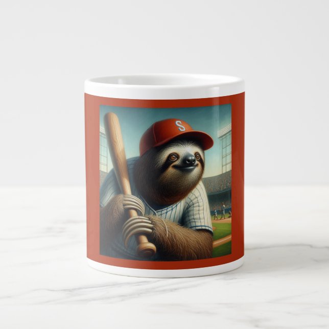 Sloth Baseball Player Large Coffee Mug (Front)