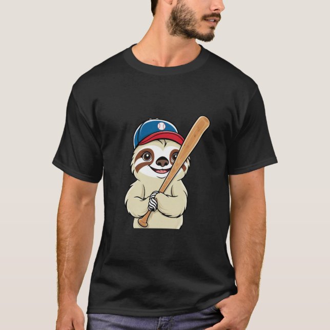  Sloth Baseball Player T-Shirt (Front)