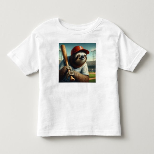 Sloth Baseball Player Toddler T-Shirt (Front)