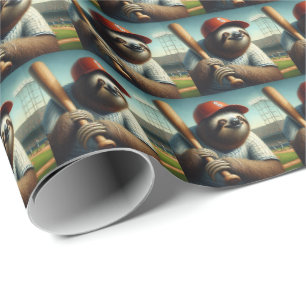 Sloth Baseball Player Wrapping Paper