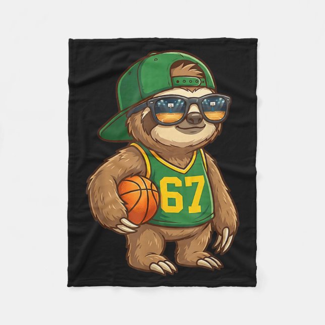 Sloth Basketball 67 Gen Alpha Slang Srts Men Boys  Fleece Blanket (Front)