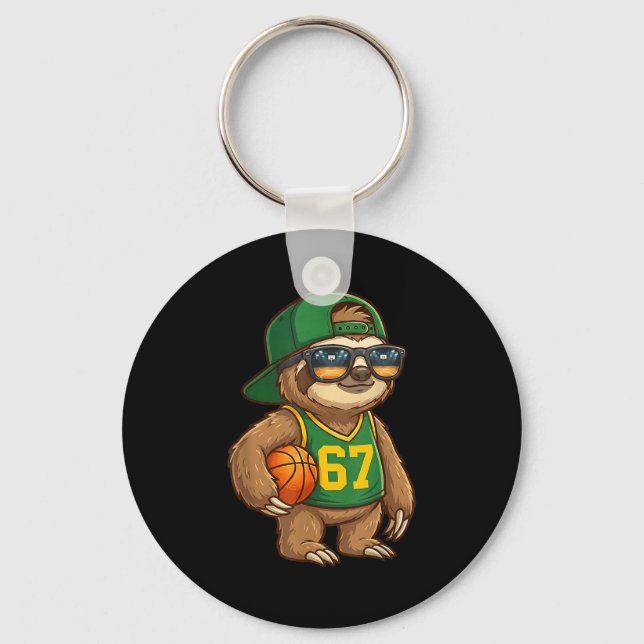 Sloth Basketball 67 Gen Alpha Slang Srts Men Boys  Key Ring (Front)