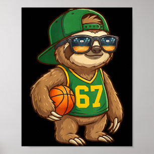 Sloth Basketball 67 Gen Alpha Slang Srts Men Boys Poster