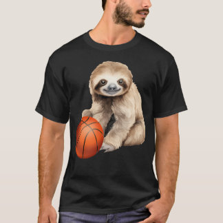 Sloth Basketball Funny Sloth Holding Basketball Sl T-Shirt