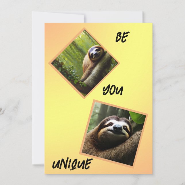 Sloth "Be You Unique", Holiday Card (Front)