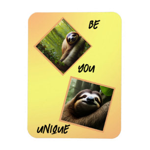 Sloth "Be You Unique", Photo Magnet