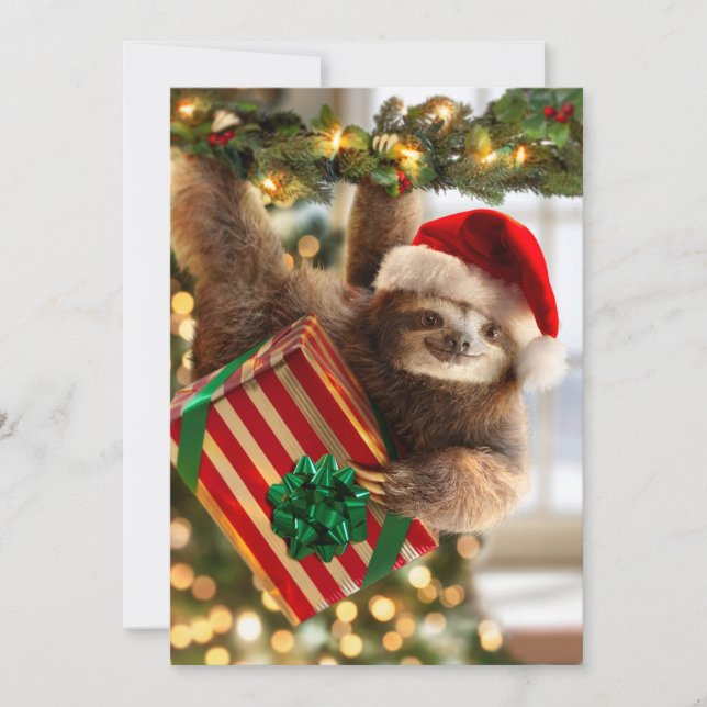 Sloth Bearing Gifts Invitation (Front)