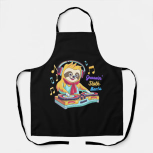 Sloth Beats retro vintage vibrant Apron
