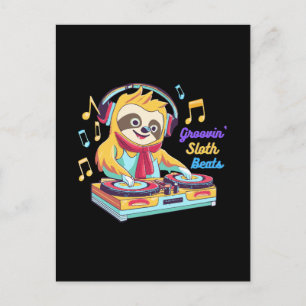  Sloth Beats retro vintage vibrant Postcard