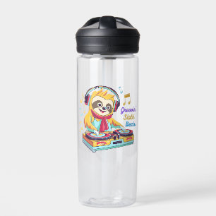  Sloth Beats retro vintage vibrant Water Bottle