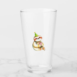 Sloth birthday gift cute funny happy party hat Cla Glass