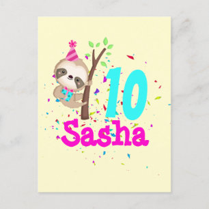 Sloth Birthday Girl Custom Theme Party  Postcard