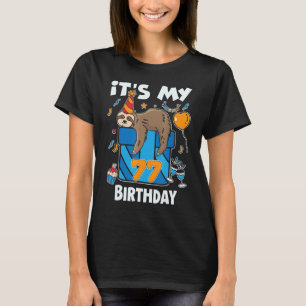 Sloth Birthday Him & Her 77 Years Old Men & Women T-Shirt
