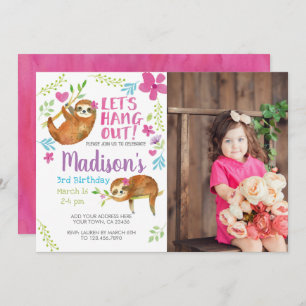 Sloth Birthday Invitation