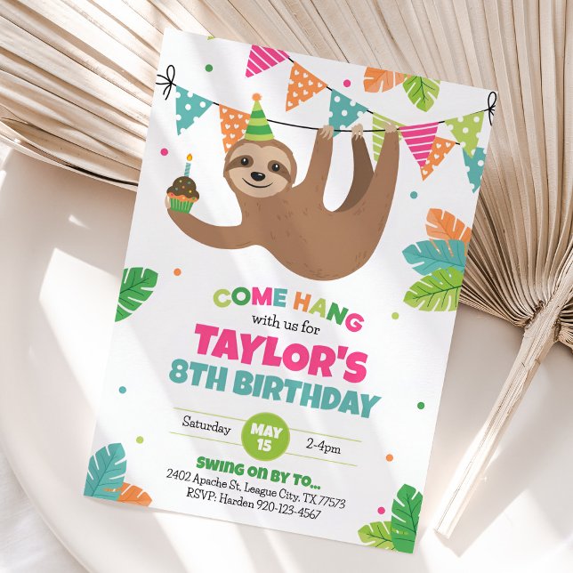 Sloth Birthday Invitation, Sloth Party Invitation (Sloth Birthday Invitation)