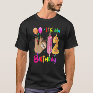 Sloth Birthday It's My 12th Birthday Girls Sloth T-Shirt