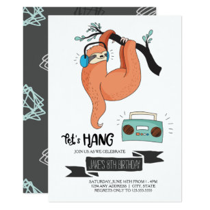 Sloth Birthday Party Invitation