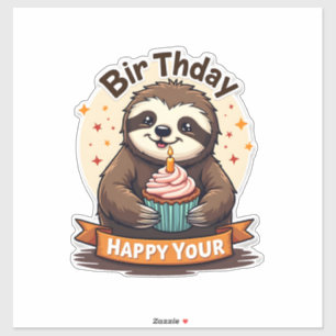 Sloth Birthday Shirt Vintage Cake Animal Graphic