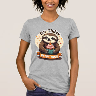 Sloth Birthday Shirt Vintage Cake Animal Graphic