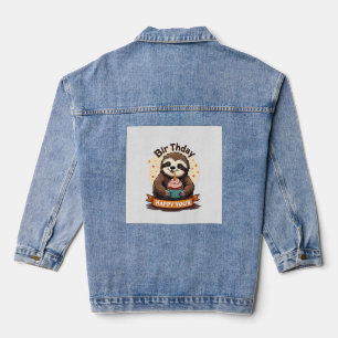 Sloth Birthday Shirt Vintage Cake Animal Graphic Denim Jacket