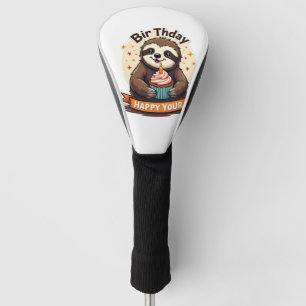 Sloth Birthday Shirt Vintage Cake Animal Graphic Golf Head Cover