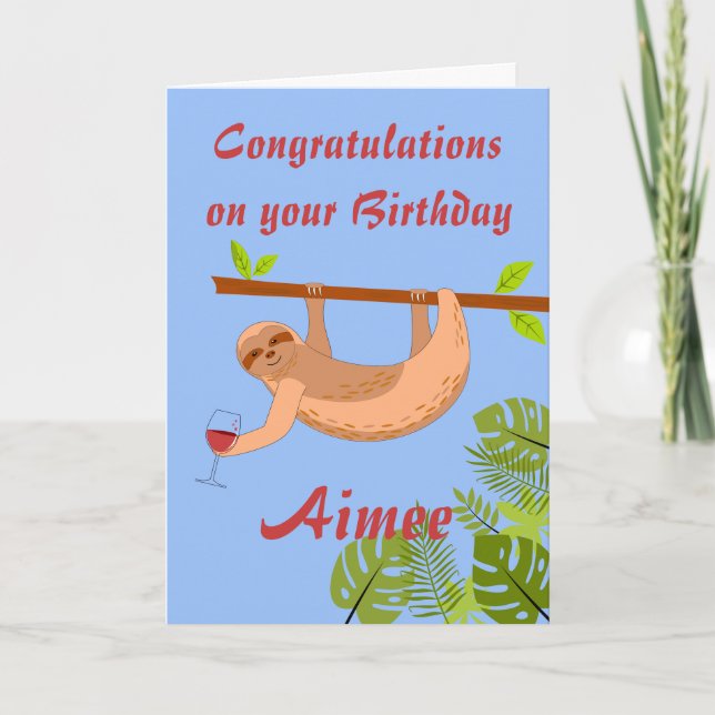 Sloth BirthdayCongratulations Folded Greeting Card (Front)