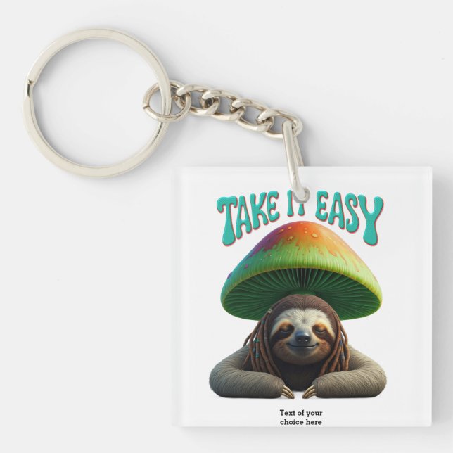 Sloth Boho Hippie custom personalised Hippie  Key Ring (Front)