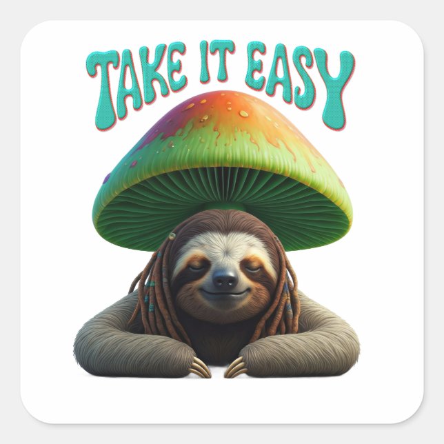 Sloth Boho Hippie custom personalised Hippie  Square Sticker (Front)